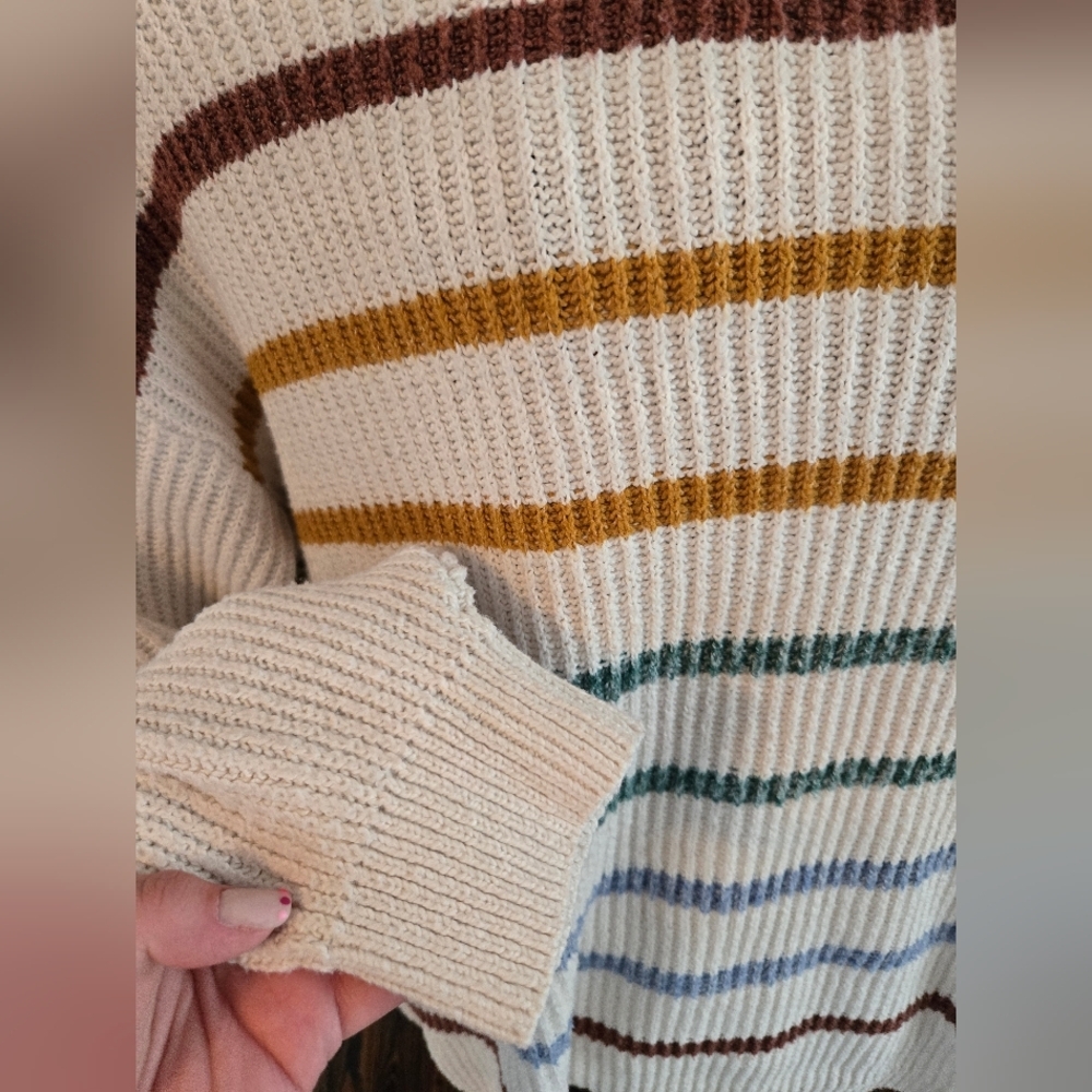 (3/$25) Oversized Striped Sweater | Crewneck Boho Size XXL - Picture 2 of 5
